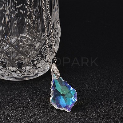 Teardrop AB Color Plated Electroplate Glass Pendant Necklaces & Dangle Earrings Jewelry Sets SJEW-JS00880-1