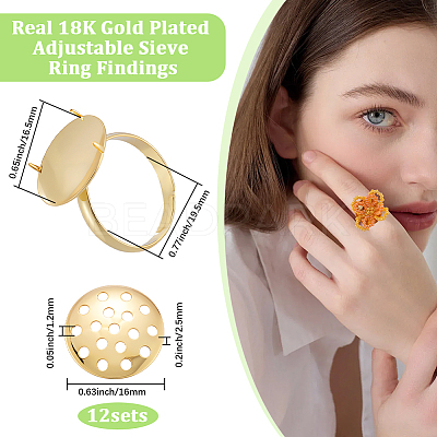 Brass Adjustable Ring Findings KK-BBC0018-54C-1