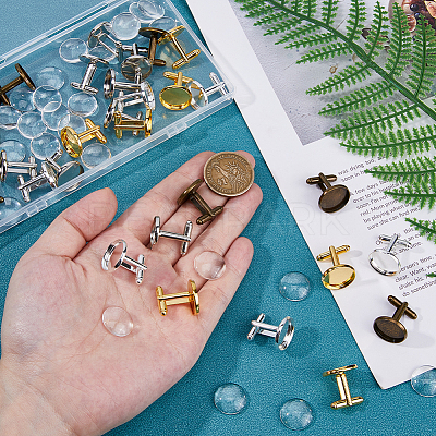 DIY Blank Dome Brass Cufflink Making Kits FIND-DC0006-76-1
