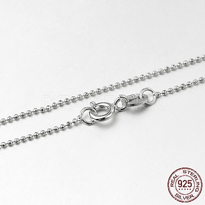 Anti-Tarnish Trendy Rhodium Plated 925 Sterling Silver Ball Chain Necklaces STER-M050-1.0B-09-1
