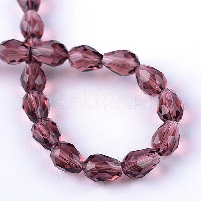 Transparent Glass Bead Strands GLAA-R024-6x8mm-07-1