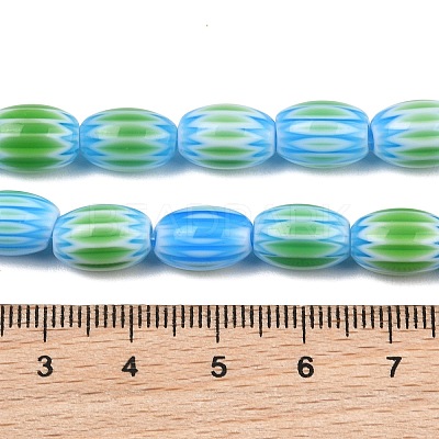 Handmade Millefiori Glass Oval Bead Strands LK-Z001-01B-03-1