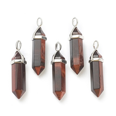 Dyed & Heated Natural Red Tiger Eye Pointed Pendants G-M378-01P-A20-1