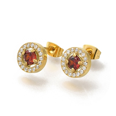Ion Plating(IP) 304 Stainless Steel Stud Earrings EJEW-H018-01G-03-1