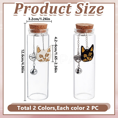 4Pcs 2 Styles Transparent Glass Empty Bottles AJEW-DR00032-1