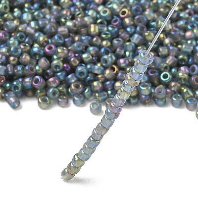Transparent Colours Rainbow Round Glass Seed Beads X-SEED-A007-3mm-172-1