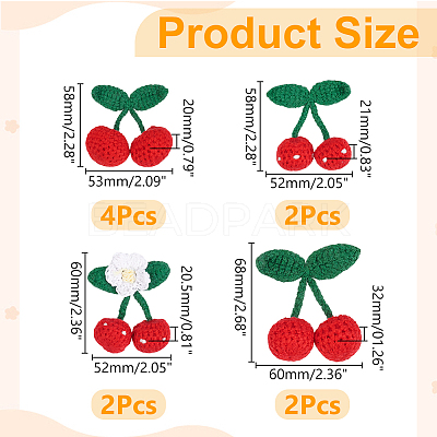 10Pcs 4 Styles Polyester Crochet Cherry DIY-WR0004-91-1