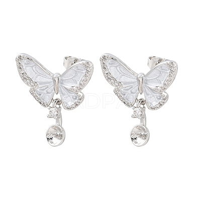 Brass Micro Pave Cubic Zirconia Stud Earring Findings CU-CBAA5EE-03P-B-1