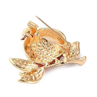 Fruit Theme Alloy Micro Pave Cubic Zirconia & Enamel Pendant Brooches CU-E001-02G-1
