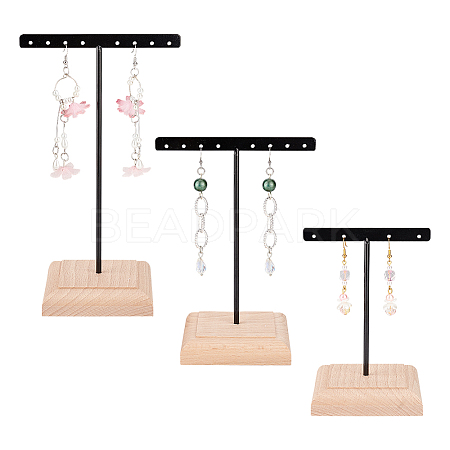 3Pcs 3 Sizes Iron T Bar Earring Display Stands EDIS-WH0012-36A-1