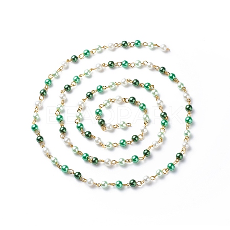 Handmade Glass Pearl Round Beaded Chains AJEW-SZ0002-40D-1