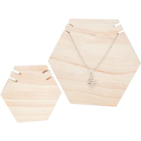  2Pcs 2 Styles Wooden Necklace Displays Stands NDIS-NB0001-06-1