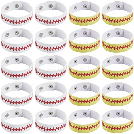 20Pcs 2 Styles Leather Wide Cord Bracelet with Snap Button for Men Women GUQI-CL0001-02B-1