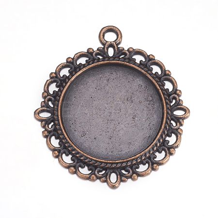 Zinc Alloy Pendant Settings for Cabochon & Rhinestone PALLOY-A15290-R-LF-1