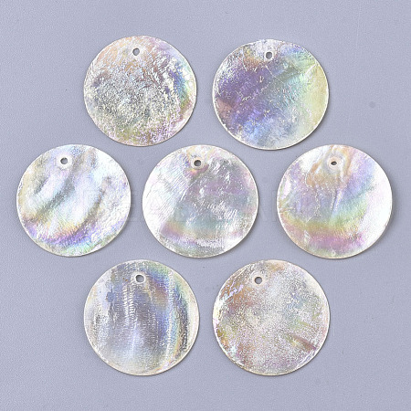 Natural Capiz Shell Pendants SHEL-R047-06-1