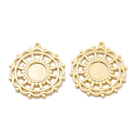 Brass Pendants Cabochon Settings KK-B134-20G-1