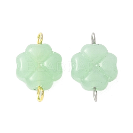 2Pcs 2 Colors Spray Painted Glass Imitation Jade Connector Charms PALLOY-JF03525-01-1