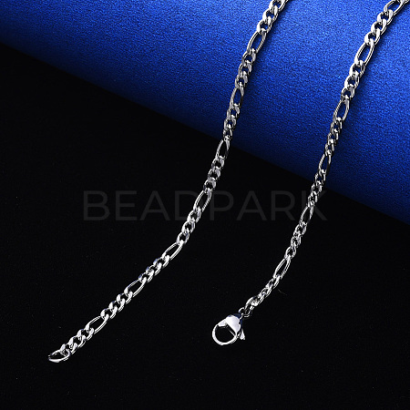 Non-Tarnish 304 Stainless Steel Figaro Chain Necklaces NJEW-S420-003C-P-1