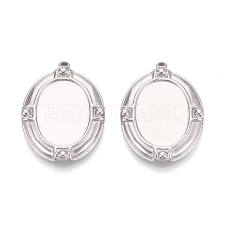 304 Stainless Steel Pendant Cabochon Settings X-STAS-T067-17P-1
