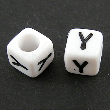 Letter Acrylic European Large Hole Beads X-OPDL-R050-10mm-Y-1