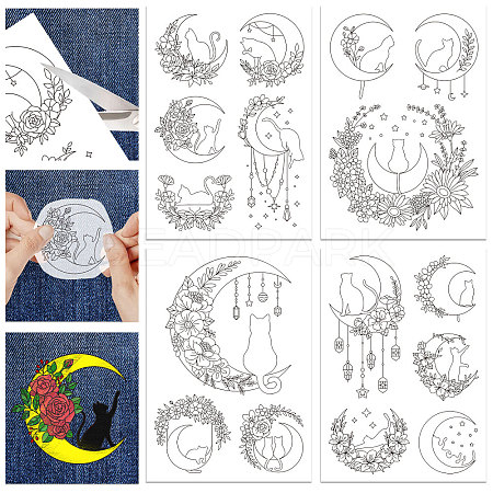 4 Sheets 11.6x8.2 Inch Stick and Stitch Embroidery Patterns DIY-WH0455-085-1