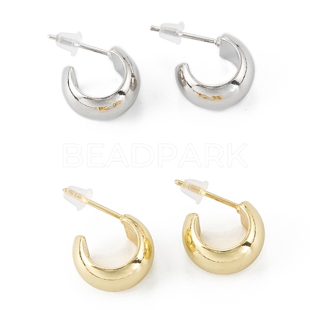 Brass Stud Earrings ZIRC-P088-05-1