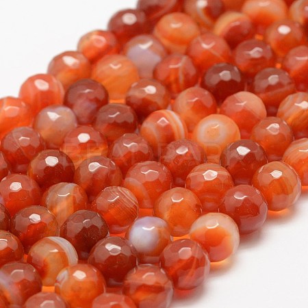 Faceted Natural Striped Agate/Banded Agate Beads Strands X-G-F447-4mm-H03-1