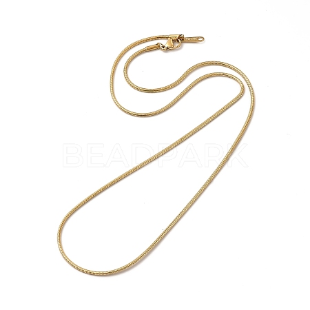 Ion Plating(IP) 304 Stainless Steel Round Snake Chain Necklace for Women NJEW-G097-01G-1