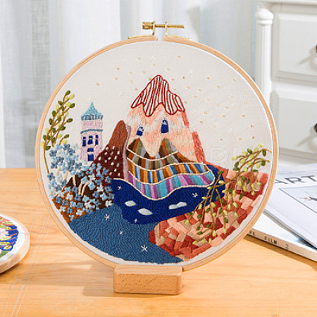 Mountain & River Scenery Pattern Embroidery Starter Kits DIY-P077-072-1