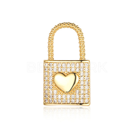 Brass Micro Pave Clear Cubic Zirconia Pendants ZIRC-OY001-19G-1