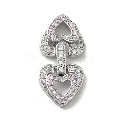 Brass Micro Pave Cubic Zirconia Fold Over Clasps KK-H455-53P-01-1