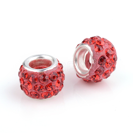 Polymer Clay Rhinestone European Beads CPDL-S007-02-1