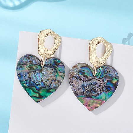 Natural Paua Shell/Abalone Shell Dangle Stud Earrings EJEW-JE06945-1