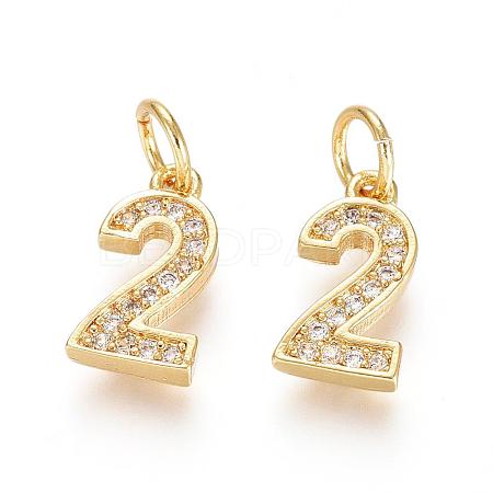 Brass Micro Pave Clear Cubic Zirconia Charms ZIRC-L092-02-G-1