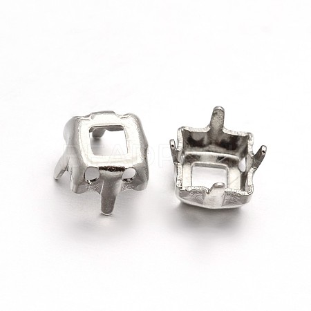 Square Brass Sew on Prong Settings KK-N0084-A07-10x10-1