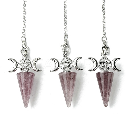 Natural Strawberry Quartz Cone Dowsing Pendulum Big Pendants G-C114-01P-15-1