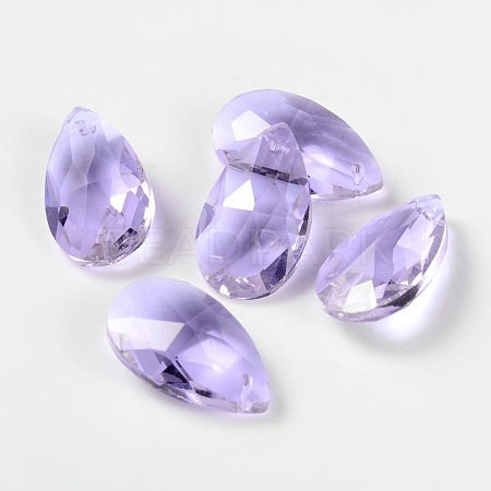 Faceted Teardrop Glass Pendants X-GLAA-O008-B09-1