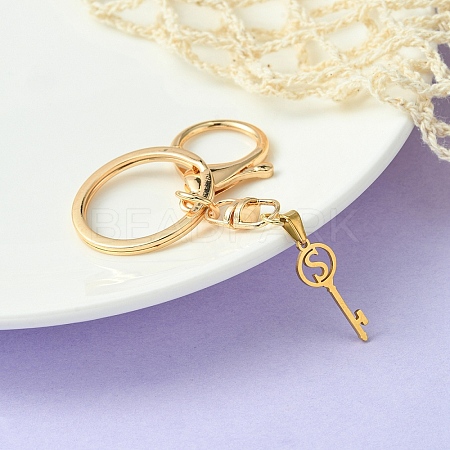 304 Stainless Steel Initial Letter Key Charm Keychains KEYC-YW00004-19-1
