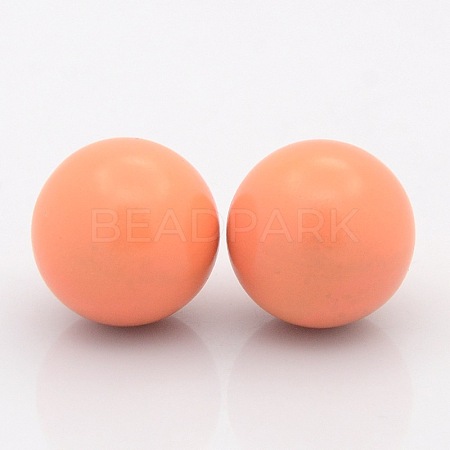 No Hole Spray Painted Brass Round Ball Beads Fit Cage Pendants LS-KKB-J002-07-1