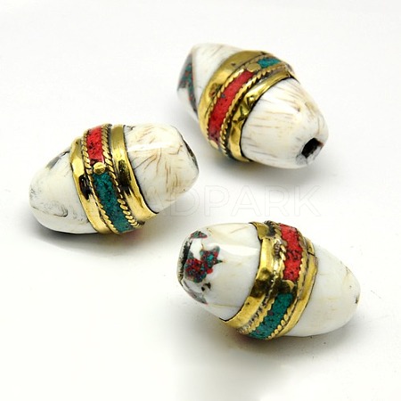 Handmade Tibetan Style Beads X-TIBEB-K023-17-1