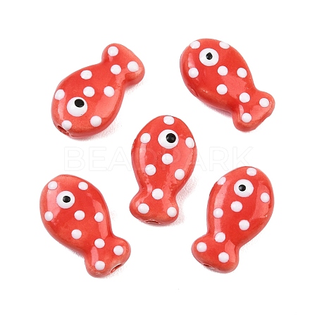 Handmade Porcelain Beads X-PORC-B009-03O-1