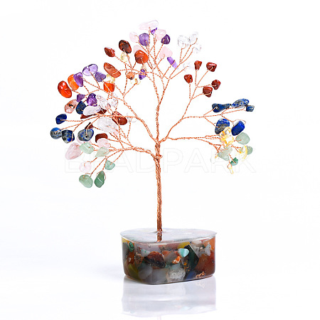 Natural Mixed Stone Chips Tree of Life Decorations PW-WG61E79-05-1