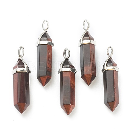 Dyed & Heated Natural Red Tiger Eye Pointed Pendants G-M378-01P-A20-1