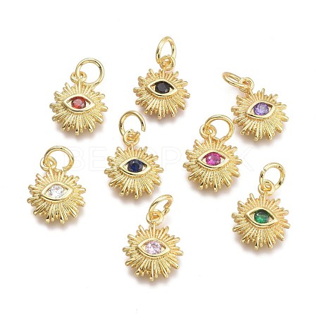 Brass Micro Pave Cubic Zirconia Pendants KK-P187-16-G-1