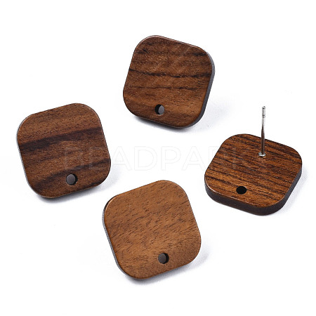 Walnut Wood Stud Earring Findings MAK-N032-019-1