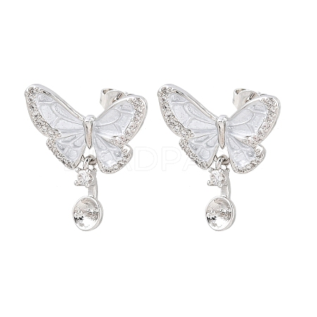 Brass Micro Pave Cubic Zirconia Stud Earring Findings CU-CBAA5EE-03P-B-1