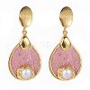 Natural Mixed Stone Dangle Stud Earrings EJEW-F232-34G-2