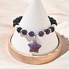 Natural Amethyst & Lava Rock & Shell Pearl Charm Bracelets BJEW-JB13705-01-2