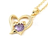 Cubic Zirconia Heart with Word Love Pendant Necklace NJEW-F293-02A-G-1