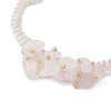 Handmade Glass Seed Beaded & Natural Rose Quartz Chips Beaded Bracelets for Women BJEW-MZ00225-03-3